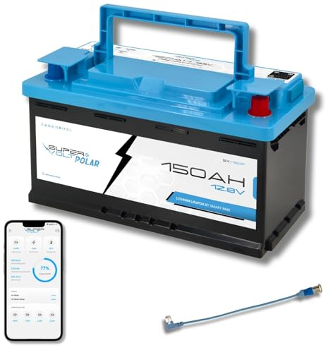 Supervolt Polar LiFePO₄ 12V 150Ah Lithium Batterie | 100% nutzbare Kapazität, Plug & Play DIN-Maße, mit Smart BMS, Bluetooth & Heizung bis -30°C | Für Wohnmobil, Kastenwagen, Boot, Solar