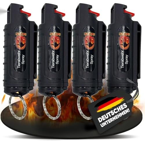 Wilhelm Pfefferspray 16 ml inkl. Schlüsselanhänger CS Gas schwarz – 4 Stück