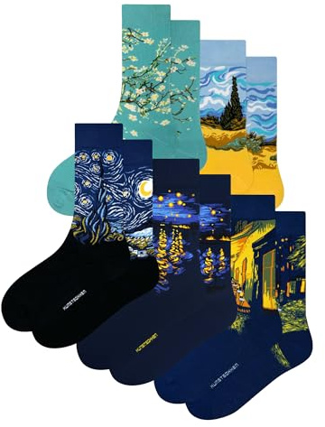 Kunstsocken - Vincent van ggh 5er-pack - Vincent van ggh - lustige kunst socken herren motiv Künstler geschenke für kunstliebhaber artsy socks weihnacht geschenkset art socks