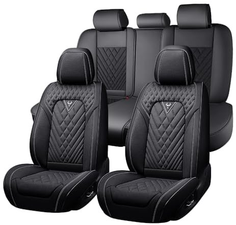 Autositzbezüge Für BMW Série 1 E81 E82 E87 E88 F20 F21 F52 F40, Sitzbezüge Auto Universell,Nappaleder,Wasserdichtes,Atmungsaktives, Abriebfest(Black)