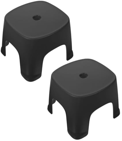 iplusmile Tabourets de Toilette Escabeau Ménager Robuste en Pvc Noir Antidérapants Lot de 2 Permettant une Position Accroupie Naturelle pour Salle de Bain et Wc