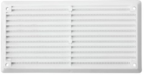 Map Plastic Louvre Air Vent Cover with Flyscreen, for Openings: 6 x 3 (150mm x 75mm), Ventillation Grille Cover, White