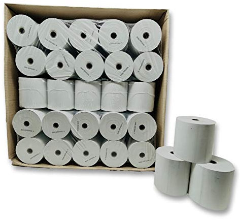 lot de 100 - Bobine Papier Thermique, 80 x 80 x 12 mm , Lot de 100 rouleaux thermique 80x80x12 pour ticket de caisse - bobines de papier thermiques pour imprimante de tickets de caisse ou caisse enregistreuse - papier blanc haute qualité - marque univers graphique réf UGR03 - TVA déductible à la différence de nombreux vendeurs