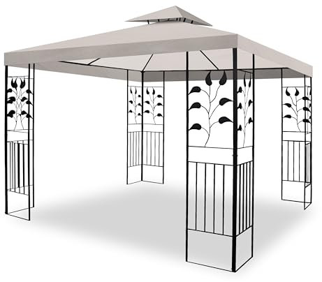 WASSERDICHTER Pavillon TOSKANA 3x3m Metall inkl. Dach Festzelt wasserfest Partyzelt (Taupe)