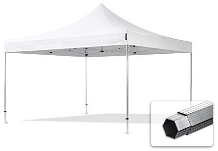 TOOLPORT Faltzelt Professional 4x4 m Faltpavillon ohne Seitenteile ALU Pavillon Partyzelt schwer entflammbar weiß