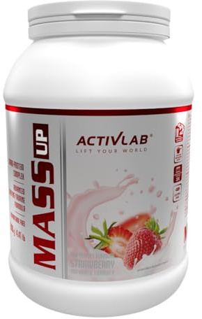 Activlab Weight Gainer - Pulver Shake - Muskelaufbau - Molkenprotein Kohlenhydraten Kreatin Taurin - 2000 g Erdbeere MassUp