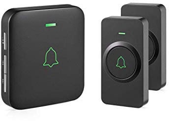 Funkklingel kabellose Türklingel, AVANTEK Türglocken 300M IP55 Wasserdicht Elektronische Funkklingel mit Plug-In-Empfänger und 2 Sender, 52 Melodien auf 5 Stufen Volumen, LED, Schwarz