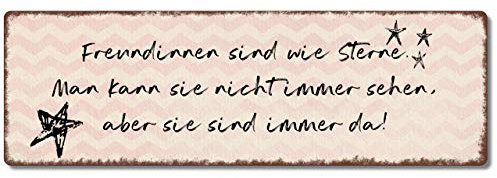 Interluxe Metallschild - Freundinnen sind wie Sterne - wetterfestes Schild mit Spruch für die beste Freundin