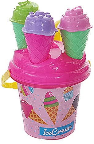 Toddmomy Beach Sand Toy Bucket Kids Beach Sand Toys Set Ice Cream Cone Mold Sand Scoop Bucket Pail 9 in 1 Sandbox Toy for Kids Outdoor Toy Random Color