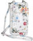 AmbraModa GLX21 - multifunktionale Damen Handytasche, Umhängetasche, Geldbörse aus echtem Leder, geeignet für Handys bis 6,5 Zoll (Weiß + Blumen)