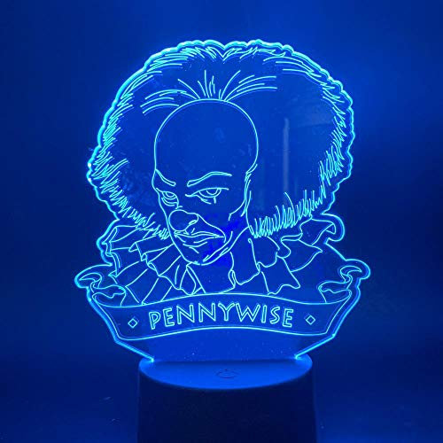 ZGSBT Lampada 3D Illusion Luce notturna a LED Halloween Horror Desk Lamp Movie It Chapter A Pennywise Figure Usb Battery o alimentato per la decorazione della stanza dell'ufficio