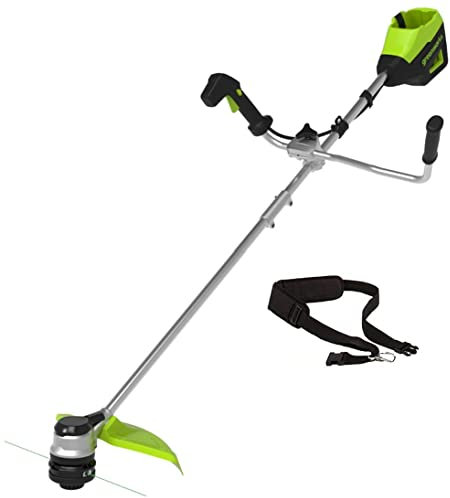 Decespugliatore a batteria Greenworks 60V, percorso di taglio 40 cm, impugnatura per bicicletta, motore brushless, testa di avanzamento a doppia linea, carico rapido della linea