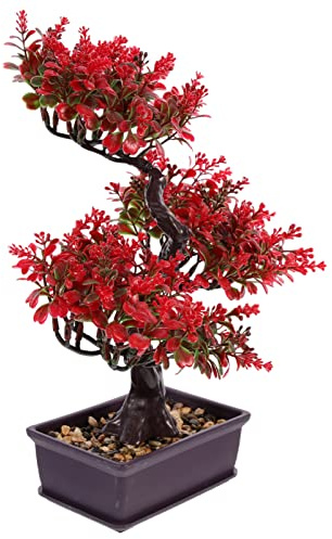 Hemoton Artificial Bonsai Tree 14 Inch Simulated Plant in Pot for Home Office Desk D Cor Faux Japanese Style Bonsai Tree Artificial Trees for Living Room Table Decoration