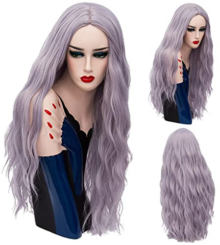 PUYYDS Lange rosa gewellte Perücken Cosplay natürliche synthetische Frauen Blonde Perücke 29 Farben hitzebeständiges Haar