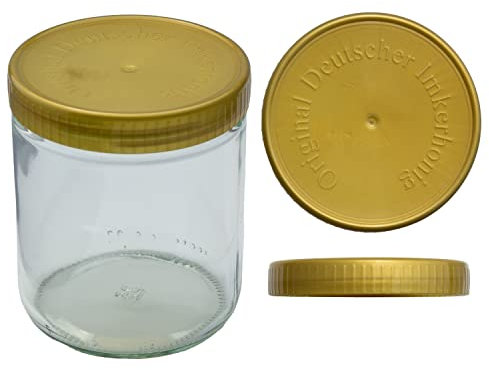 Neutrales Honigglas mit Kunststoffdeckel 500g | Deckel: Original Deutscher Imkerhonig | 1 Paket (96 Stk)