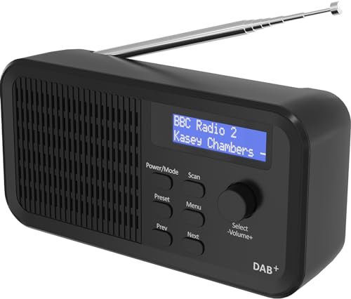 Mycket DAB/DAB + radio digitale Radi e FM, radio digitale portatile con USB ricaricabile 20 ore di riproduzione, 10 stazioni preimpostate, jack per cuffie, display LCD per soggiorno, studio, cucina