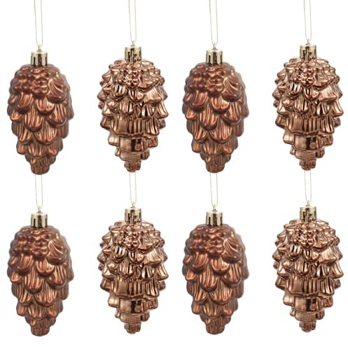 ABOOFAN Weihnachts-Tannenzapfen-Ornamente Aus Glas 8 Stück Hängende Kunststoff-Tannenzapfen-Anhänger Im Herbst Bruchsichere Weihnachtskugel Rustikale Hängende Tannenzapfen Für
