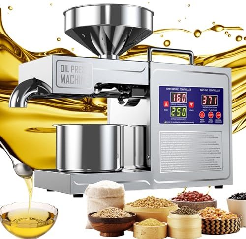 DITOSH Oil Press Machine Oil Extractor Commercial Automatic Stainless Steel Cold Press Oil Machine Electric Seed Oil Maker Silver Oil Pressure Machine for Home Use 820 W 110 V US Plug