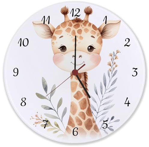 speecheese Giraffe Wanduhr aus Glas Süße Giraffe Wanduhr aus Glas - Charmant Liebenswert Entzückend Niedlich Anmutige Dekoration Zauberhafter Blickfang