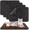 Drydiet 4 Pack Self Warming Cat Pads Self Heating Cat Mat Thermal Pads for Small Dogs Washable Pet Kennel Pad Crate Bed Mat with Removable Covers for Indoor Outdoor Pet(Black,16 x 20 Inch)