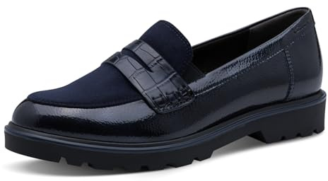 Tamaris Damen Slipper, Frauen Slip On,Comfort Lining,TOUCHit-Fußbett,Schlupfschuhe,schluepfschuhe,Loafer,College Schuhe,elegant,Navy,38 EU