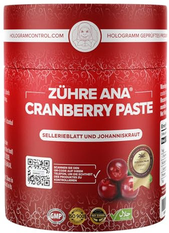 Zühre Ana Cranberry Paste - Natürliche Kraft für Ihre Gesundheit (2x240g) - 200 g Dubai-Schokolade als Geschenk