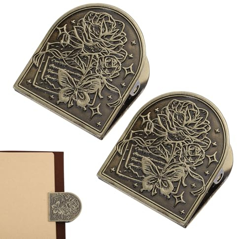 GLOBLELAND 2 Stück Buch Blume Vintage Brass Buchclip Legierung Antik Bronze Travelers Note Book Clip Metal Antique Paper Binder Clips für TN Travelers Art Journaling Reading Decoration Accessories