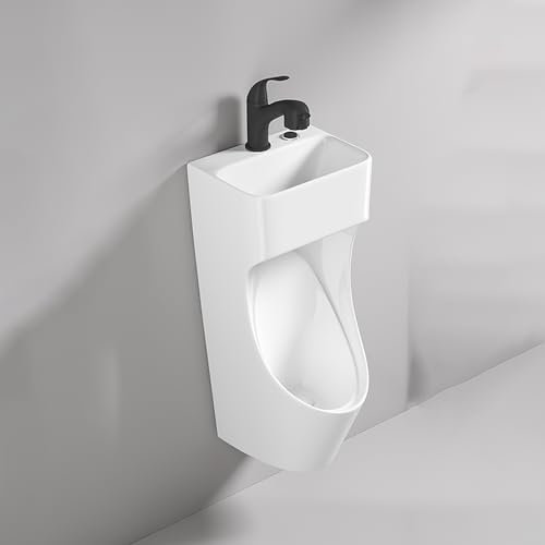 XDOPIRRS Urinario de Acero Inoxidable montado en la Pared con Lavabo y Grifo, urinario Comercial con Descarga para Hombres, urinario Masculino montado en la Pared con Descarga(Type A)