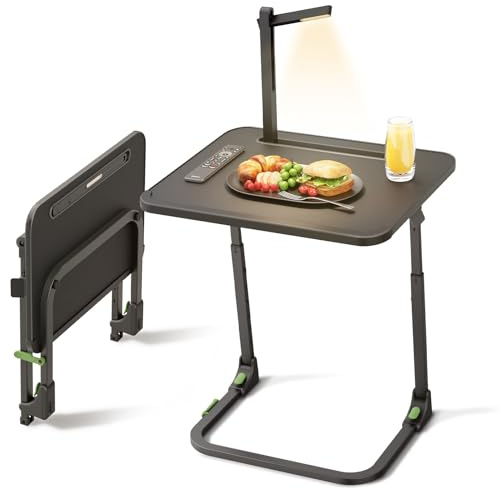 SAIJI Verbesserter kleiner Klapptisch, höhen- und neigungsverstellbare, stabile TV-Tabletttische, multifunktionale TV-Tabletts zum Essen, Arbeiten auf der Couch und im Bett, Laptop-Schreibtisch