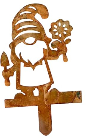 XAGMODSHN Weihnachts-Zwergstatue mit antikem Finish, aus recyceltem Metall, ganzjährig, Outdoor-Dekoration für Veranda, Terrasse, Garten, wetterfeste Metall-Skulptur