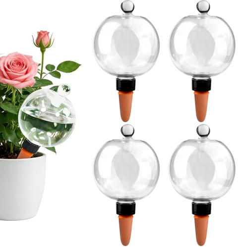 4 Stück Bewässerungskugeln, 500ml Wasserspender Pflanzen mit Stopfen | Wasserkugeln für Pflanzen, Pflanzen Bewässerung Indoor Outdoor, Automatischen Bewässerung von Zimmer Balkon Gartenpflanzen
