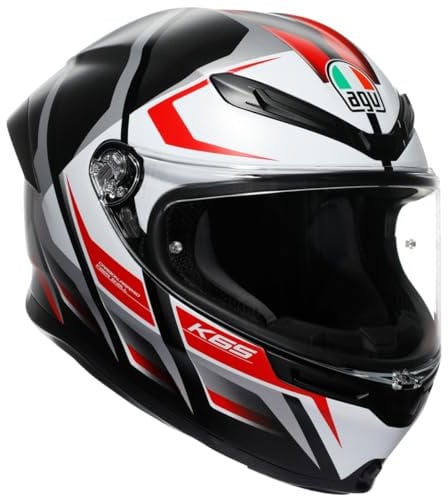 AGV K6 S Karve Premium Integralhelm Matt-Schwarz / Weiß / Rot S Carbon-Aramid Motorradhelm leicht mit Pinlock & Kommunikationsvorbereitung