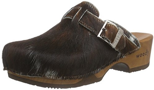 Woody Damen Manu Fell Clogs, Mehrfarbig (Natur)