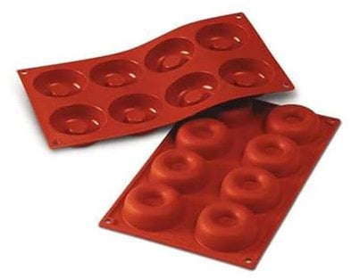 silikomart 20.011.00.0065 Mould 8 savarins Classic, Silicone, Red