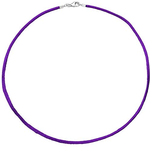 Jobo Damen Collier Halskette Seide lila 2,8 mm 42 cm, Verschluss 925 Silber Kette