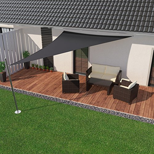 IBIZSAIL Premium Sonnensegel - Dreieck (rechtwinklig) - 600 x 420 x 420 cm - ANTHRAZIT - wasserabweisend (inkl. Spannseilen)