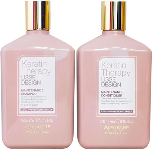 AlfaParf Keratin Therapie glatt Design Pflege Set – Shampoo + Conditioner 2 x 250 ml + Geschenk
