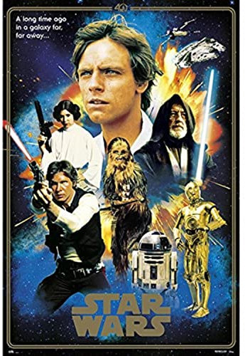 Grupo Erik Star Wars Deko - Star Wars 40 Jähriges-Jubiläum Helden Poster - Kunstdruck - Deko Wohnzimmer oder Deko Schlafzimmer - Größe : 61 x 91, 5 cm - Originales Geschenk - Offizielle Lizenz
