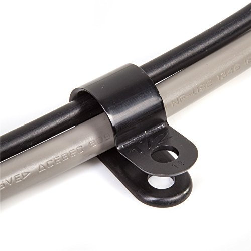 25x Black Nylon Plastic 0.5/12mm P Clips - Cable/Wire Fastener Tidy