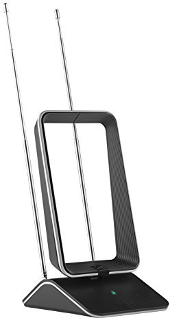 One For All Amplified Indoor Digital TV Aerial - Ready to receive Freeview and Analogue TV Signals within a range of 15 miles – 4K Ultra HD Ready - HDTV Antenna – UHF/VHF – black - SV9465