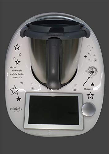 Aufkleber passend für Thermomix TM 6 Pusteblume Spruch schwarz