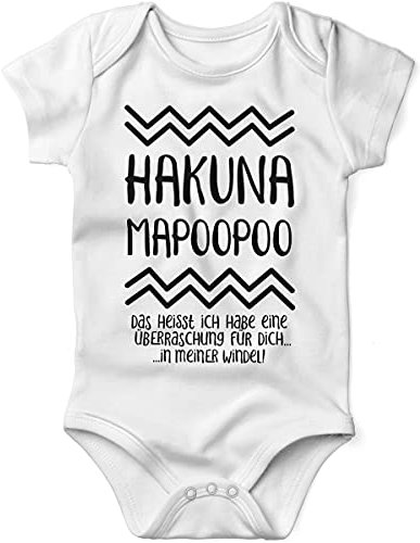 miKalino Babybody mit Spruch für Jungen Mädchen Unisex kurzarm Hakuna Mapoopoo | handbedruckt in Deutschland, Farbe:weiss, Grösse:56
