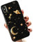 Tybiky Hülle Für iPhone 11,Bling Handyhülle Clear Weich TPU Silikon Bumper Cover Case Mode Chic Planet Mond Sterne Muster Schutzhülle Kratzfest Ultra dünn Hülle Tasche für iPhone 11,Earth Moon Black
