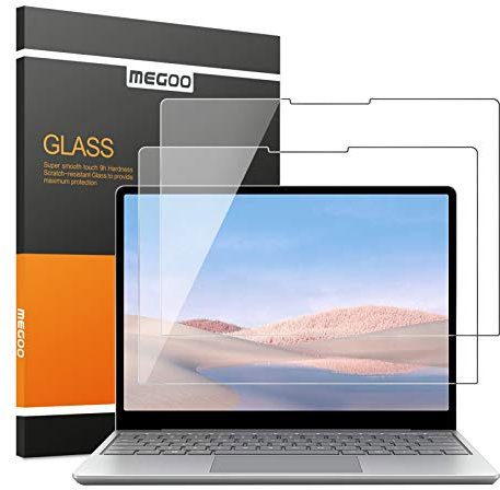 MEGOO [2 pack Glass Screen Protector for Surface Laptop Go 3 12.4 2023 Released, 9H Hardness/Ultra Clear Tempered Glass,Compatible for Microsoft Surface Laptop Go 2/1 (Model 2013/1943)
