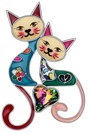 DOWAY Broche chat en émail à motif floral pour femme, Émail, Grès