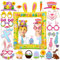 HOWAF Aufblasbare Ostern Photo Booth Rahmen, Frohe Ostern Selfie Photo Booth Rahmen mit 24 Stück Ostern Photo Booth Requisiten DIY Kit für Osterfeier Dekoration