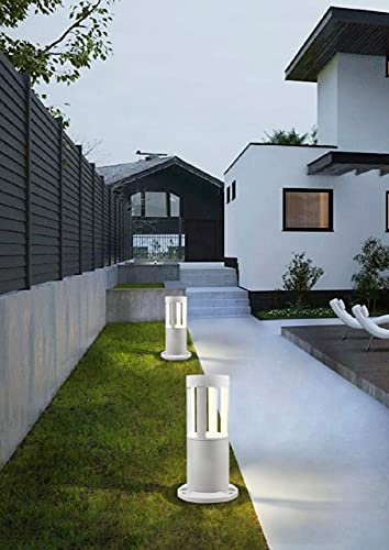Partenopea® Lampione a led lampioncino lampada illuminazione da esterno palo da giardino prato pavimento 15w per sentieri vialetti moderno 1600lm (Bianco 30 cm, Luce calda 3000K)