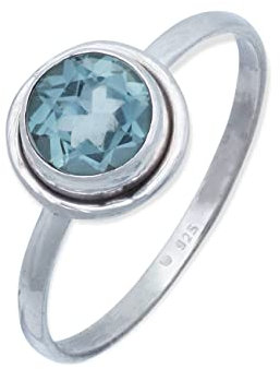 mantraroma Ring Silber 925 Damen blau Topas Edelstein blau schlicht modern