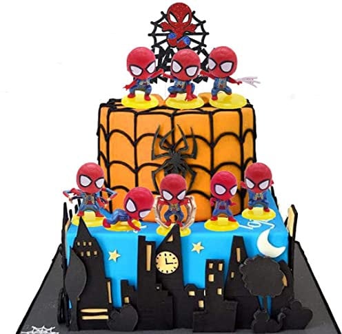 8pcs Spiderman Cake Toppers,Cake Toppers Figures,Action Figures Set,Anime Cake Decoration,Figures Birthday Party Supplies Cupcake Figurines Party Cake Decoration Supplies