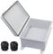 YETLEBOX Waterproof Outdoor Electrical Box Junction Box Weatherproof IP67 ABS Plastic Enclosure Switch Router Project Box with Mounting Plate with Wall Bracket 2 Cable Glands Grey 8.7x6.7x4.3